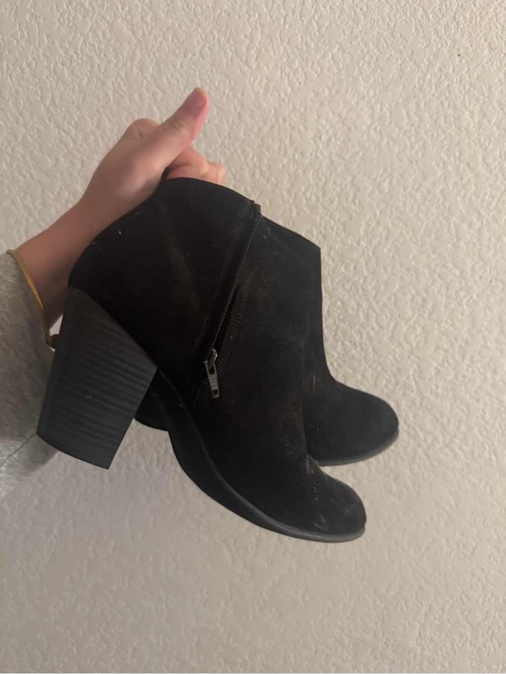 Old Navy Black Suede Ankle Booties with Block Heel